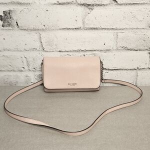 Kate Spade Crossbody Bag Pale Pink Saffiano Leather Wallet Purse